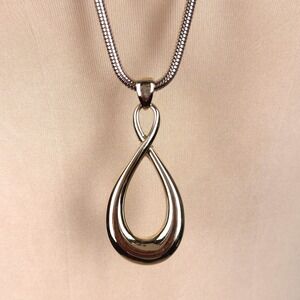 Gold Tone Infinity Teardrop Pendant Necklace with Snake Chain